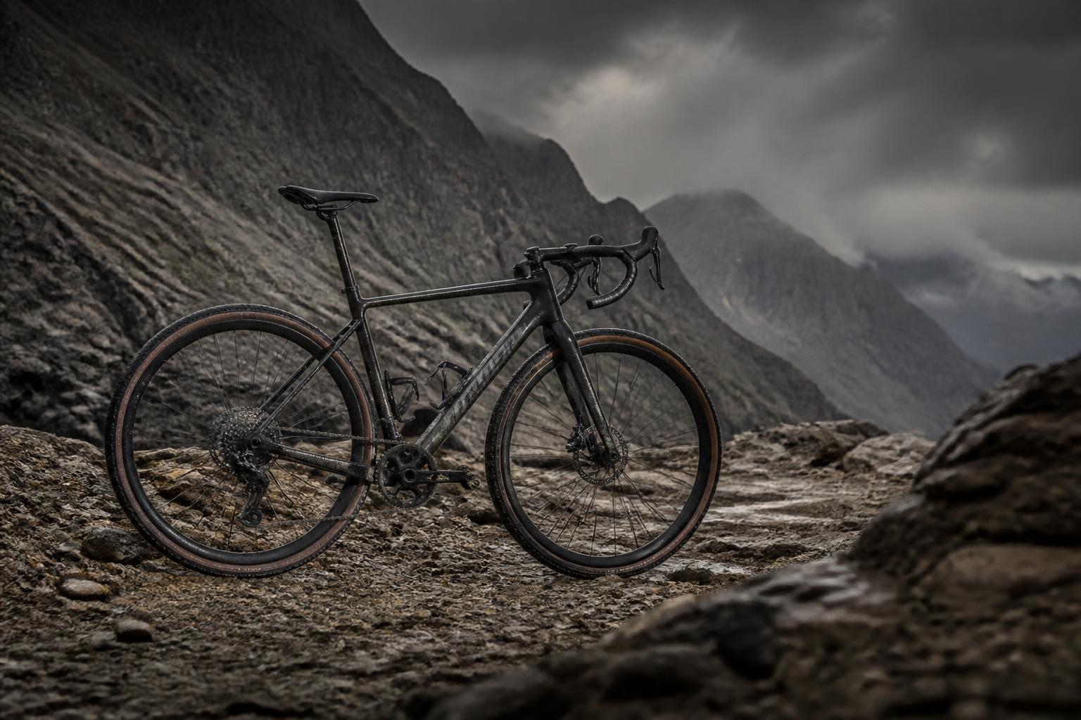 Gravel bike sur sentier rocailleux